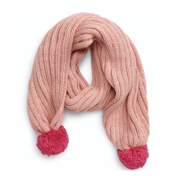 NEW BP Women Pink Chunky Knit Muffler Scarf with Pompom - Picture 1 of 3
